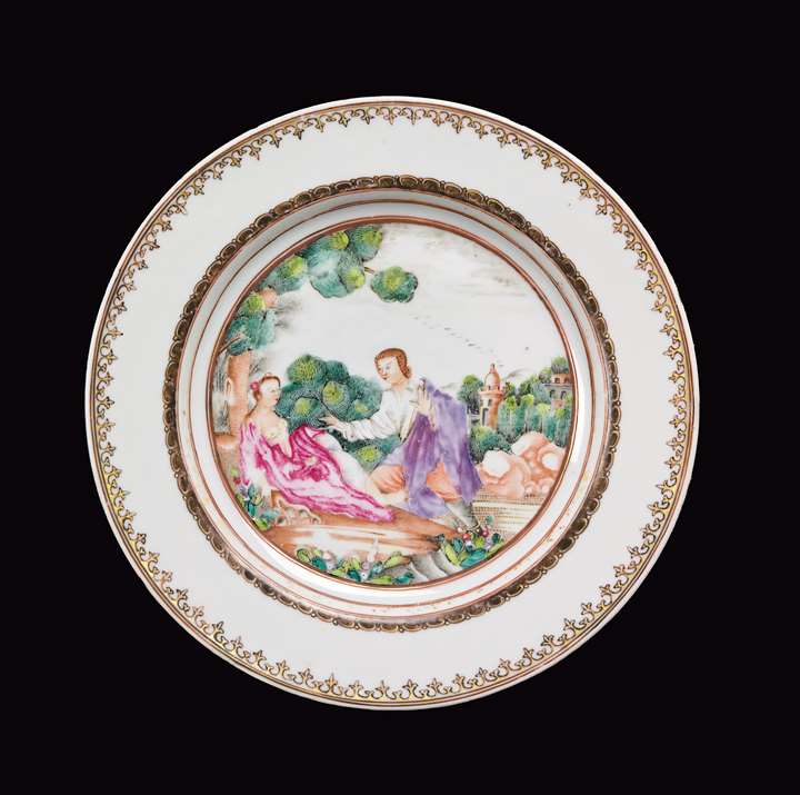 Chinese export porcelain european subject plate